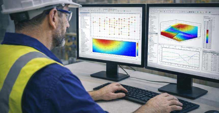 engenheiro analisando sistema de aterramento equipotencial em software técnico